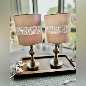 Nightstands set of two in pastel pink and brushed chrome